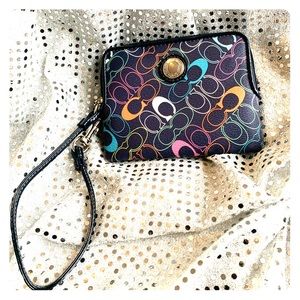 Multicolored Coach small wristlet